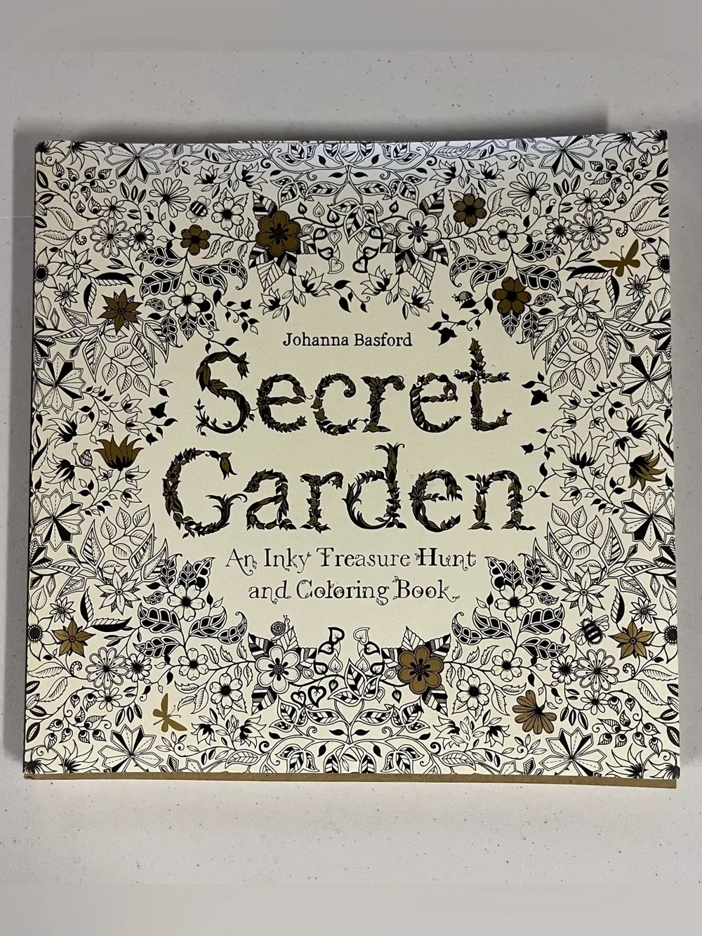 Secret Garden Adult Coloring Book - Cream with Gold Accents